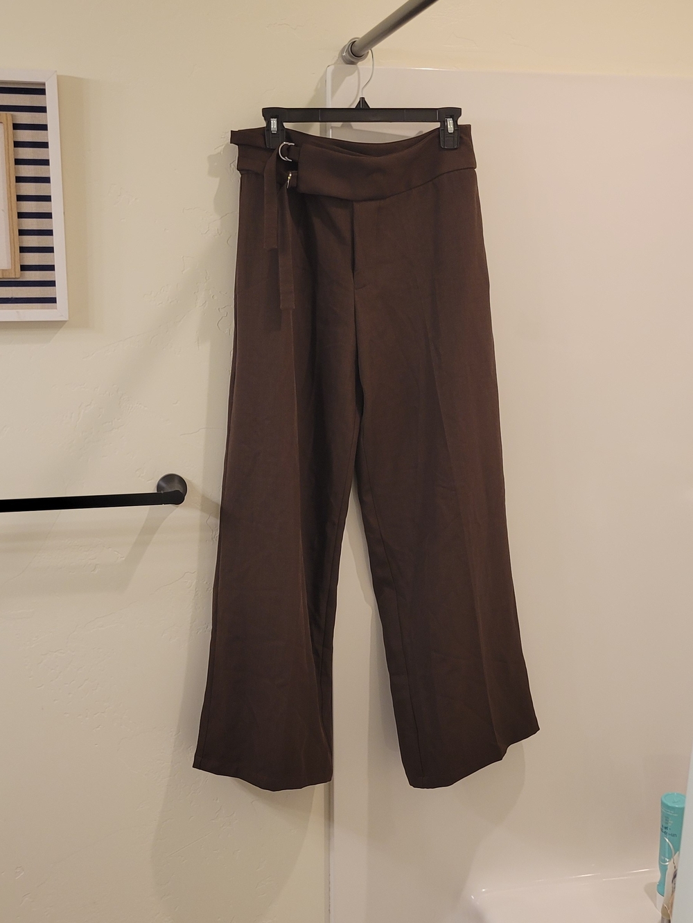 Cider Women's High-Waist Belted Wide-Leg Pants - Brown